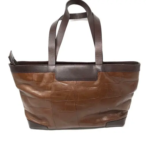 FALOR Brown leather tote purse, made in Italy