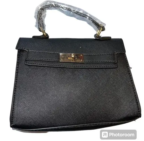 Boutique Womens Small Purse Handbag Black with Gold Chain Shoulder Strap