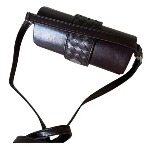 JM Collection Brown Leather Small Multi Purpose Evening Clutch/Crossbody Bag