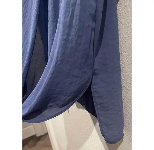 Silence + Noise Blue Twist Front Short Sleeve Sheer Blouse - Image 4