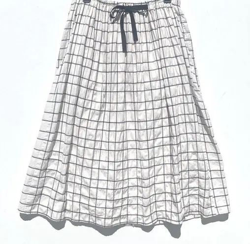 Anthropologie  Corey Lynn Calter Black and White Plaid Linen Blend Midi Skirt XL