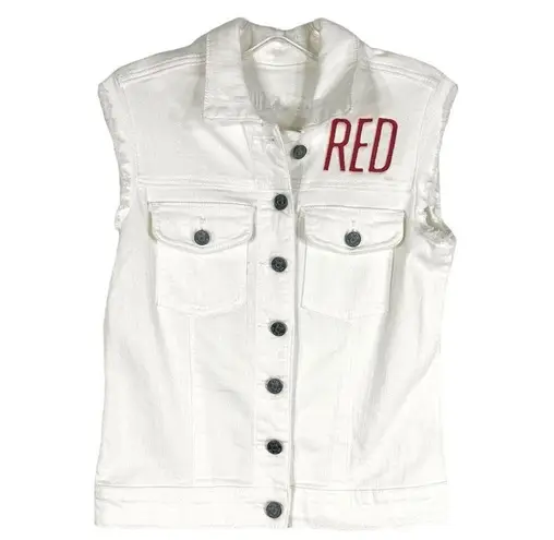 Kut From The Kloth Taylor Swift Denim Vest Custom Embroidered Red  Small 1333