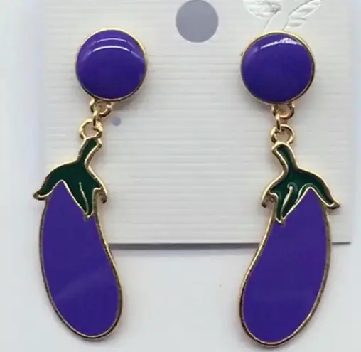 Brinjal Egg Plant Stud Drop Dangle Earring Purple