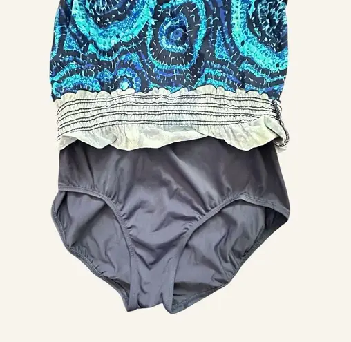 Jaclyn Smith NWOT Tankini One Piece Jewels in Nile Blue Bathing Suit - Size 10