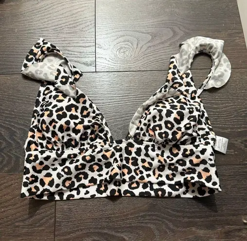 Hit Rewind Women’s XL Leopard Ruffle Triangle Swim Top