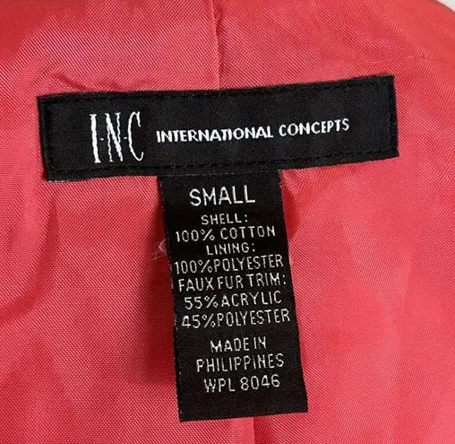 INC International Concepts Women's Coat Small Hot Pink Lined Full Zipper Pocket