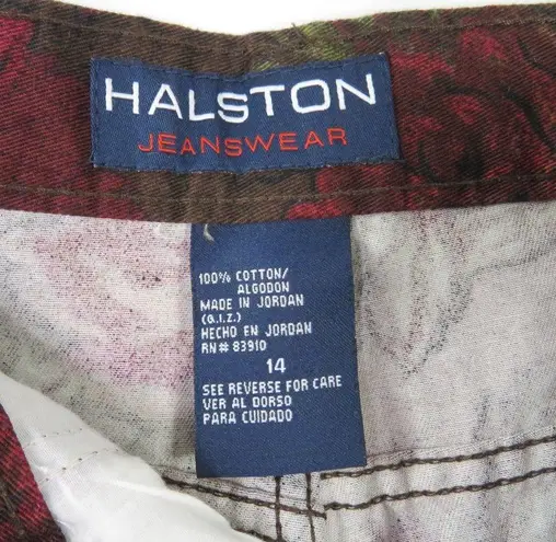 1990s Vintage Halston Floral High Rise Mom Jeans Straight Leg 30" Red