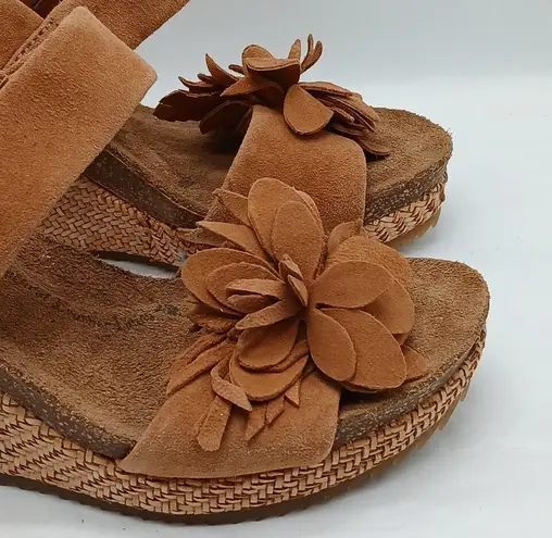 Sofft Cali Wedge Heel Sandals Womens 6M Tan Leather Suede Boho Summer Shoes Size 6