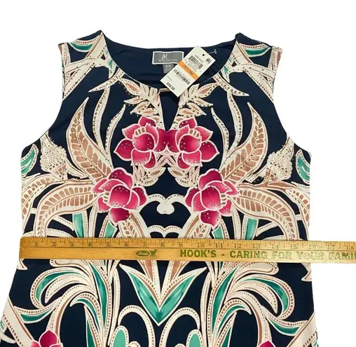 JM Collection Womens Petite Small Floret Sheath Keyhole Dress Hawaiian Tropical