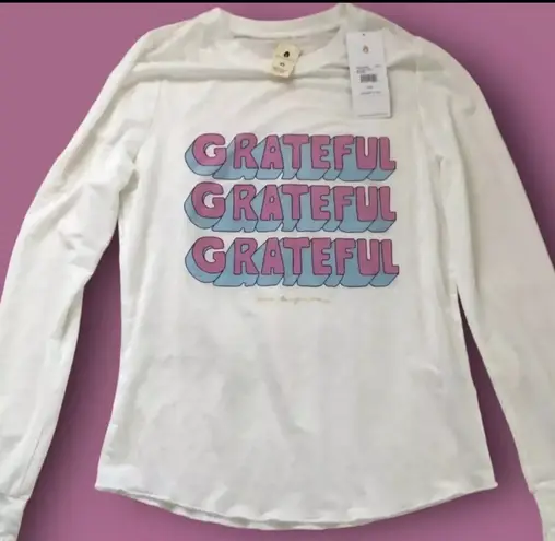 Spiritual Gangster  Grateful Pink Blue LS Shirt Top Tee XS New with Tags