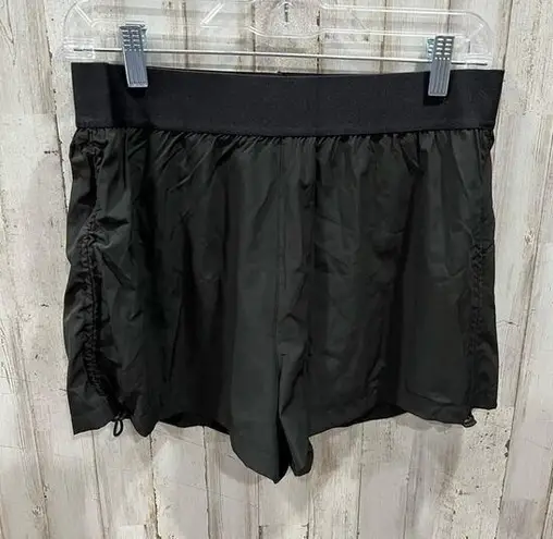 Halara NWT  Black Lined Running Shorts Side Cinched Pull On