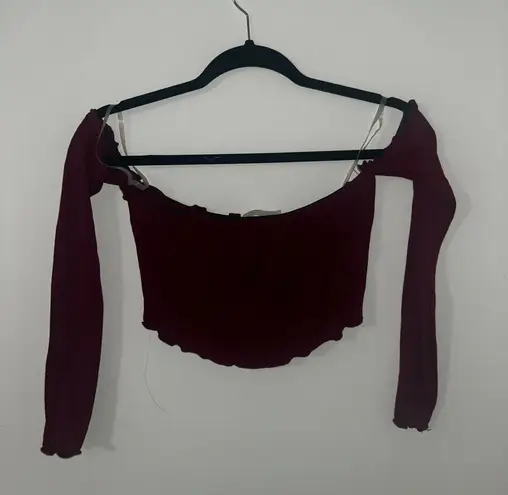Maroon Off The Shoulder Crop Top Red