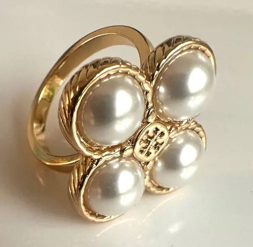 Tory Burch New  Size 7 ROPE CLOVER RING IN GOLD Brand new with Tag thumbnail 2