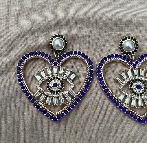 Heart Rhinestone Drop Earrings Multiple