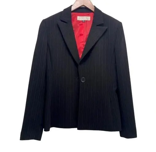 Tahari Striped Career Blazer Suit Jacket Black Professional wear Office Size 6