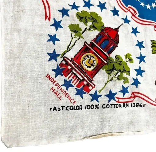Vintage 1970’s Bandana Fast Color 100% Cotton Patriotic Red White Blue Kerchief