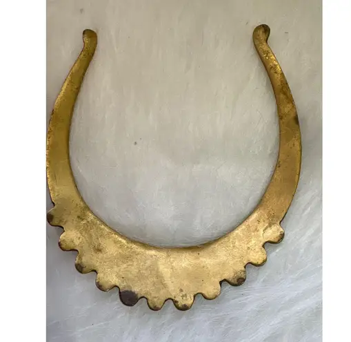 Vintage Bib Collar Necklace Gold Tone Mother of Pearl Statement Jewelry