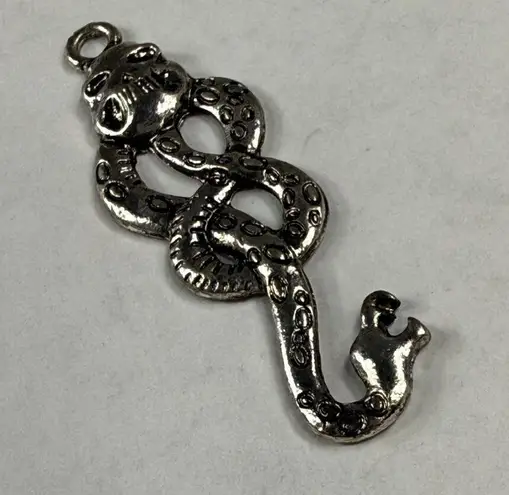 Snake Skull Pendant Charm for Necklace Silver Color Metal Goth