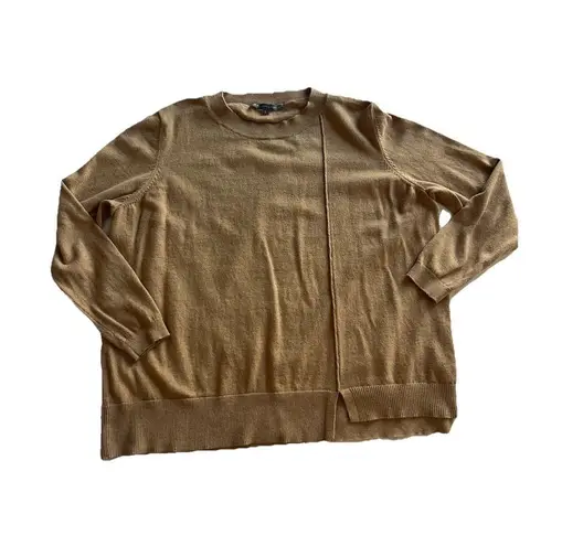 Elliot Lauren Tan Sweater Size L Cotton Cashmere Minimalist Preppy Casual Cozy Brown Size L