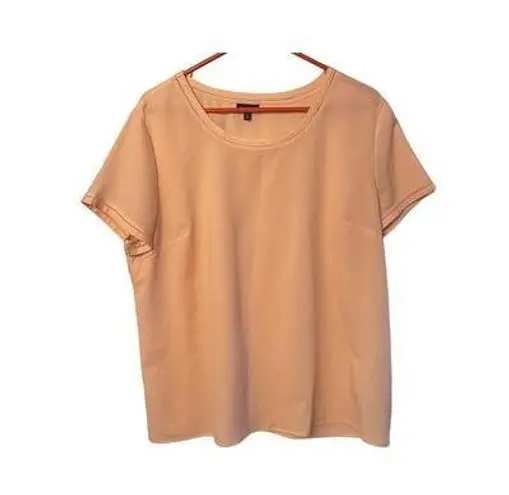 Talbots  Shirt Women's Size 16 Blouse Peach Short Sleeve Polyester Career Work