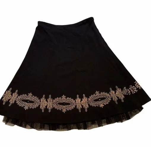 Sunny Leigh Ruffled Embroidered Circle Skirt