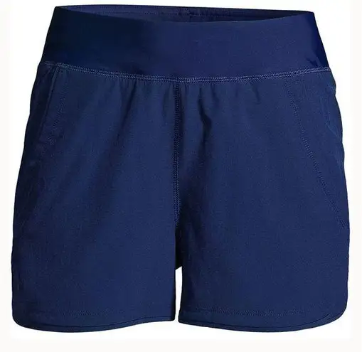 Lands'End  3" Quick Dry Elastic Waist Board Shorts Swim Cover-up Navy Blue Sz 12