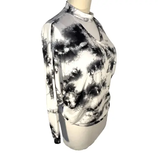First Love Sweatshirt Womens L Oversized White Gray Abstract Tie Dye Dolman