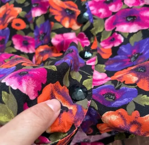 Blair Joni Vintage Sleeveless Buttons Down Vibrant Floral Mini Dress Size 11