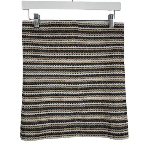 Pleasure Doing Business Black White Gold Stripe Bandage Pencil Skirt Y2K Women L Size L