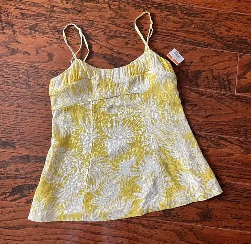 Rebecca Taylor  Cami Top Sunflower Floral Print Peplum Yelllow Size 2 NWT