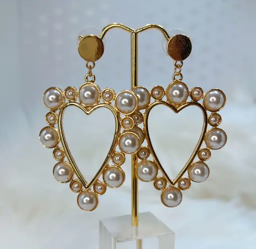 Nordstrom gold pearl heart earrings