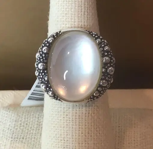MICHAEL DAWKINS Starry Night Sterling Silver Mother of Pearl Doublet Ring 6