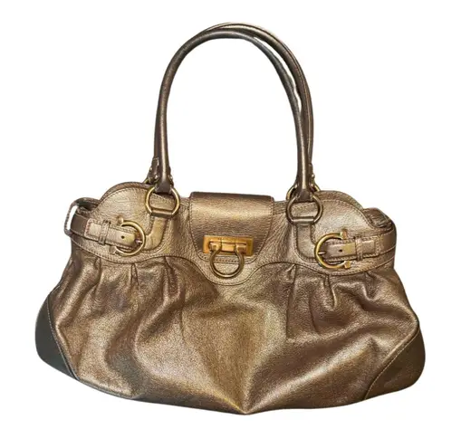 Salvatore Ferragamo Metallic Leather Gancini Tote