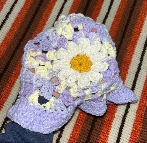 Daisy Hand Crochet  Puff Flower Bucket Hat