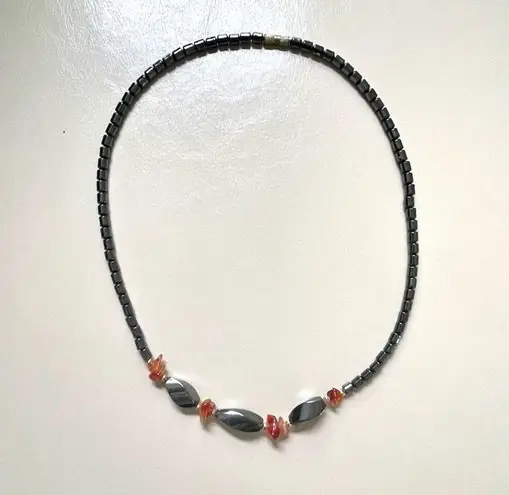 Hematite and carnelian necklace