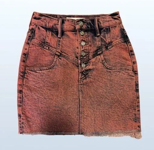 MOTHER Denim MOTHER Superior Swooner Distressed Hem A-Line Denim Acid Wash Skirt, Women’s 24