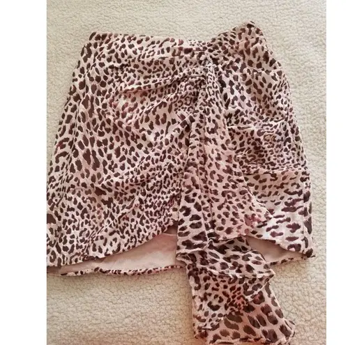 Naked Wardrobe The Statement Leopard Print Mini Skirt Size S Brown