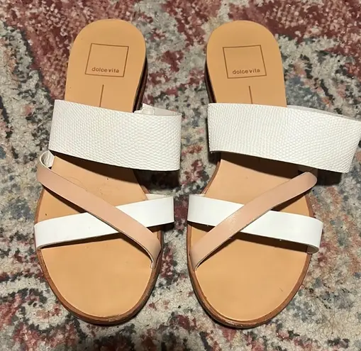 Dolce Vita White and Tan Sandals Size 7.5