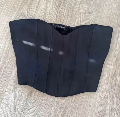 ZARA  Black Satin Cropped Corset Top
