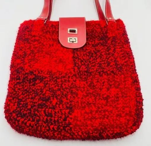 Vintage Red Sweater Bucket Style Shoulder Bag