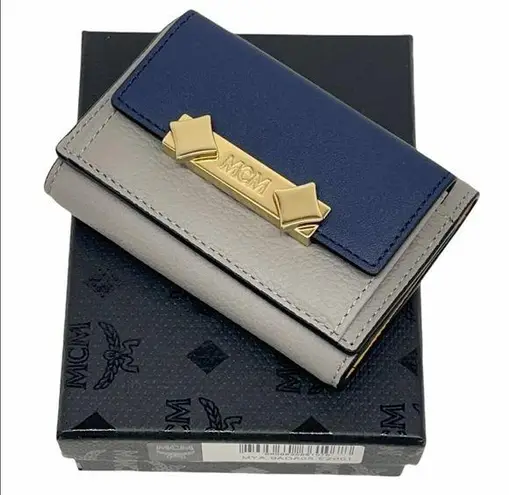 MCM  Mini Wallet in Grey / Navy Leather