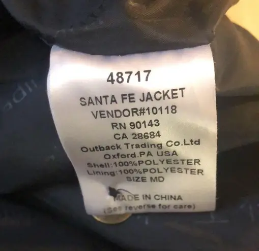 Outback Trading Company Santa Fe Fleece Navajo Jacket Sz. M Whipstitch Trim Black Size M