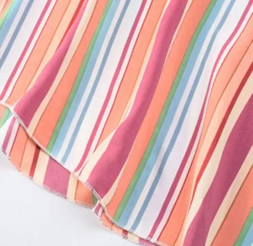 The Lace Daisy NEW Colorful Striped Spaghetti Strap Handkerchief Hem Maxi Dress Size Large