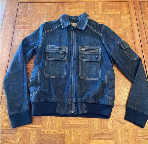 INSIGHT BOMBER CARGO FLIGHT DENIM JACKET MEDIUM Blue