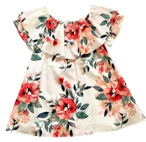Adrienne Dress Tropical Floral On Off Shoulder Ruffle Neckline Sleeveless Small