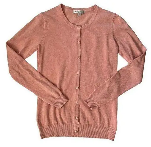 DE Collection Salmon Peach Women's Crewneck Button-Down Cardigan Sweater Size S