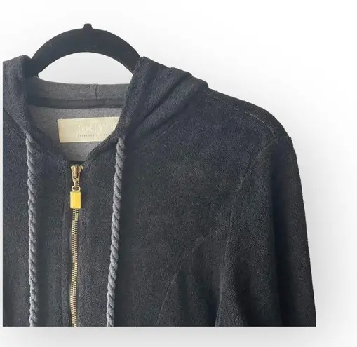 Y2K: new Kritik Nola Terry Juicy Zipper Kangaroo Pocket Hoodie Black L Size L