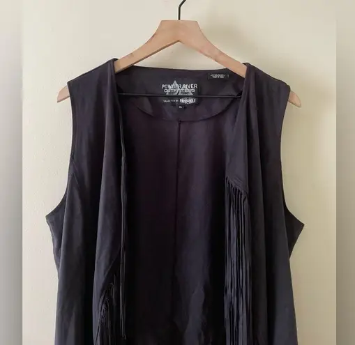Panhandle Powder River Outfitters Collection by Faux Suede Fringe Vest Size XL