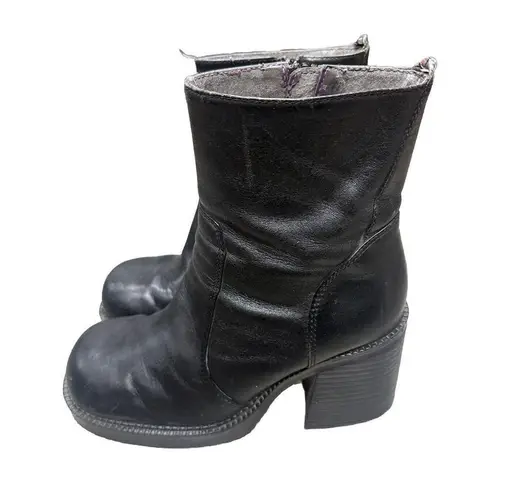 Mudd Vtg Y2K Rampage Chunky Heel Boots 8.5 Black Platform Shoes Mid Calf Goth Bratz - Image 2