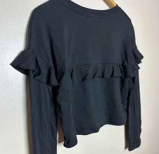 Revamped CLEARANCE! Black Boutique Ruffle Sleeve Crop Top Size S NWT